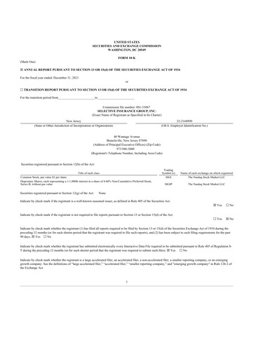 Thumbnail Selective Insurance 10-K Annual Report 2021