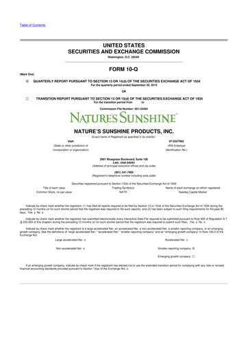 Thumbnail Nature's Sunshine Products 10-Q Quarterly Report FY2019 