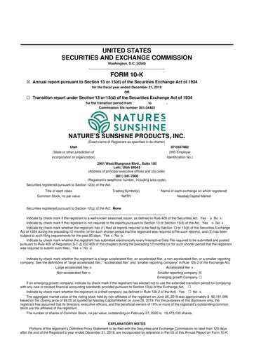 Vorschaubild Nature's Sunshine Products 10-K Jahresbericht 2019