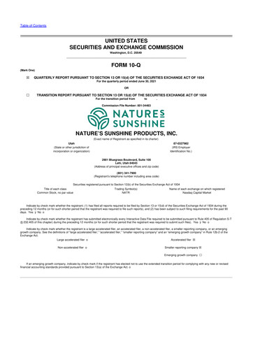 Thumbnail Nature's Sunshine Products 10-Q Quarterly Report FY2021 