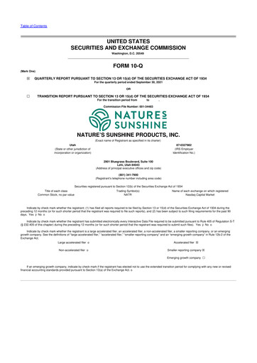 Thumbnail Nature's Sunshine Products 10-Q Quarterly Report FY2021 