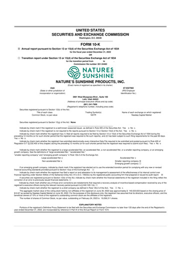 Vorschaubild Nature's Sunshine Products 10-K Jahresbericht 2022