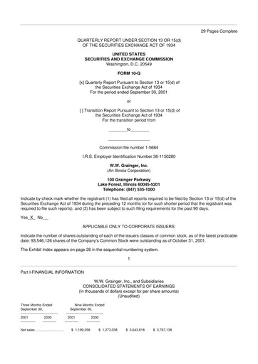 Thumbnail W. W. Grainger
 10-Q Quarterly Report FY 