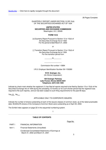 Thumbnail W. W. Grainger
 10-Q Quarterly Report FY 