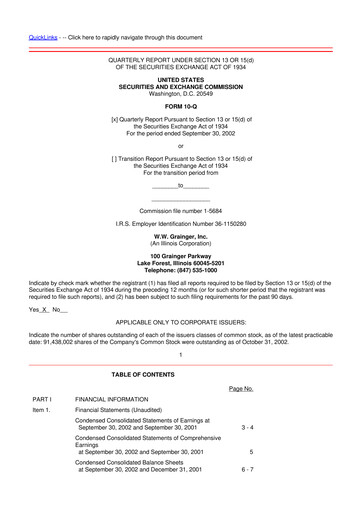 Thumbnail W. W. Grainger
 10-Q Quarterly Report FY 