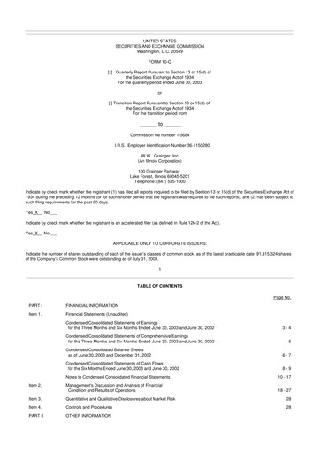 Thumbnail W. W. Grainger
 10-Q Quarterly Report FY 
