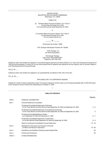 Thumbnail W. W. Grainger
 10-Q Quarterly Report FY 