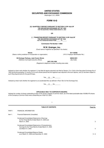 Thumbnail W. W. Grainger
 10-Q Quarterly Report FY 