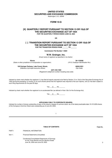 Thumbnail W. W. Grainger
 10-Q Quarterly Report FY 