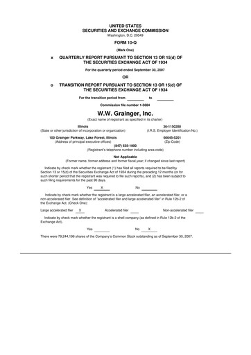 Thumbnail W. W. Grainger
 10-Q Quarterly Report FY 