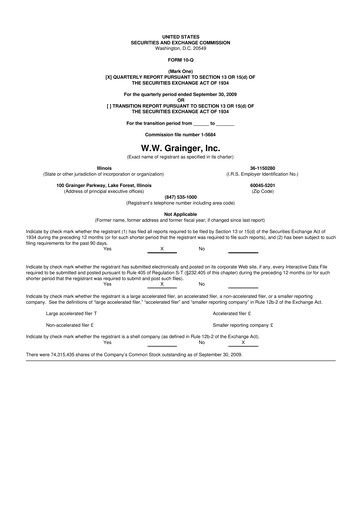 Thumbnail W. W. Grainger
 10-Q Quarterly Report FY 