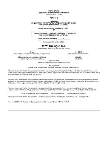 Thumbnail W. W. Grainger
 10-Q Quarterly Report FY2011 