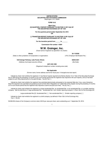 Thumbnail W. W. Grainger
 10-Q Quarterly Report FY2016 