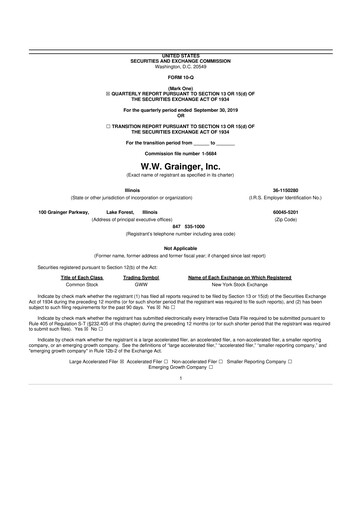 Thumbnail W. W. Grainger
 10-Q Quarterly Report FY2019 