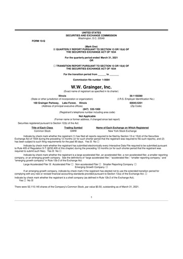 Thumbnail W. W. Grainger
 10-Q Quarterly Report FY2021 