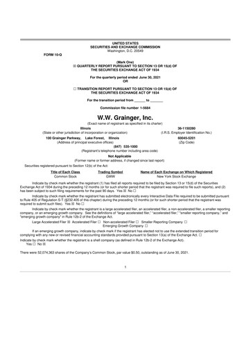 Thumbnail W. W. Grainger
 10-Q Quarterly Report FY2021 