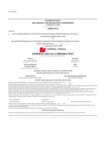 Thumbnail Federal Signal 10-K Annual Report 2013