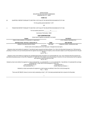 Thumbnail CSX Corporation 10-Q Quarterly Report FY2011 