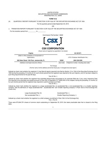 Thumbnail CSX Corporation 10-Q Quarterly Report FY2015 