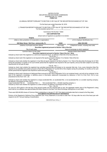 Thumbnail CSX Corporation 10-K Annual Report 2016