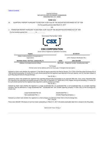 Thumbnail CSX Corporation 10-Q Quarterly Report FY2017 