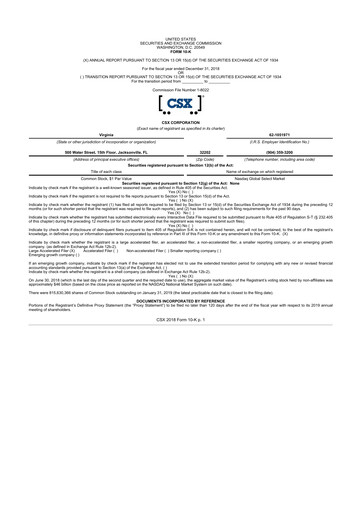 Thumbnail CSX Corporation 10-K Annual Report 2018