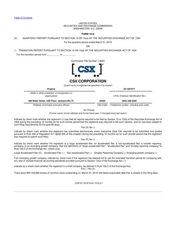 Thumbnail CSX Corporation 10-Q Quarterly Report FY2019 