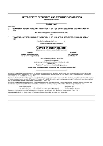 Miniature Cavco Industries 10-Q Rapport trimestriel 2016 