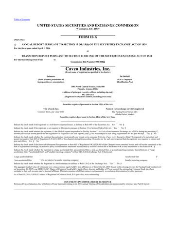 Thumbnail Cavco Industries 10-K Annual Report 2016