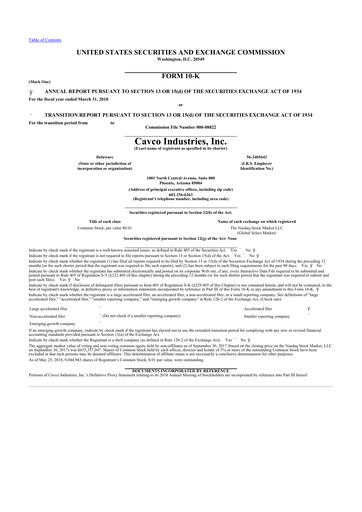 Thumbnail Cavco Industries 10-K Annual Report 2018