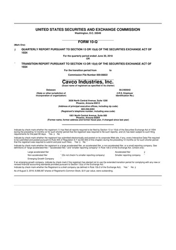 Miniature Cavco Industries 10-Q Rapport trimestriel 2019 