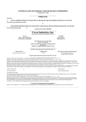 Thumbnail Cavco Industries 10-K Annual Report 2019