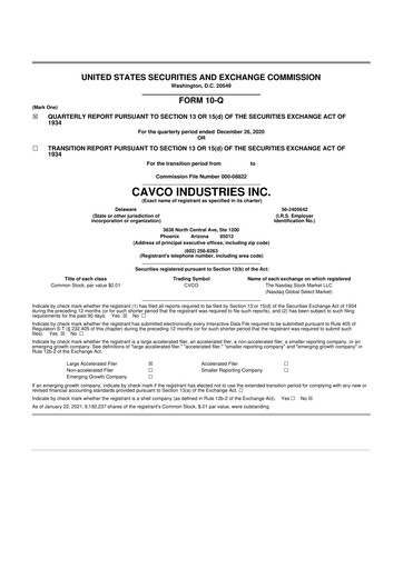 Miniature Cavco Industries 10-Q Rapport trimestriel 2021 