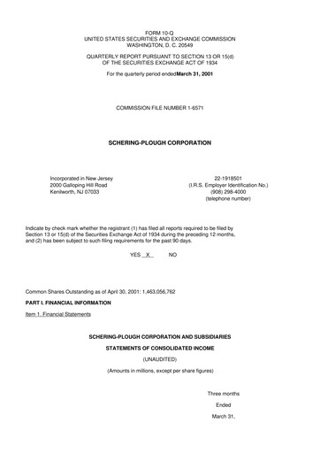 Thumbnail Merck 10-Q Quarterly Report FY 