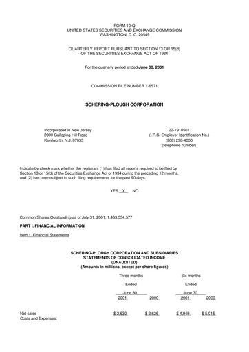 Thumbnail Merck 10-Q Quarterly Report FY 