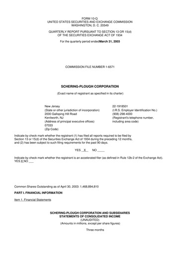 Thumbnail Merck 10-Q Quarterly Report FY 