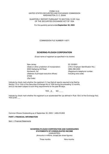 Thumbnail Merck 10-Q Quarterly Report FY 