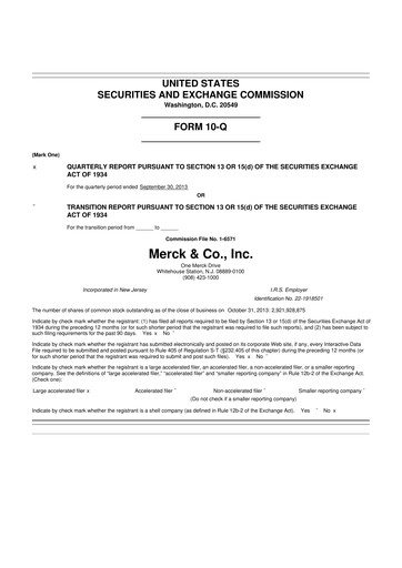 Thumbnail Merck 10-Q Quarterly Report FY2013 