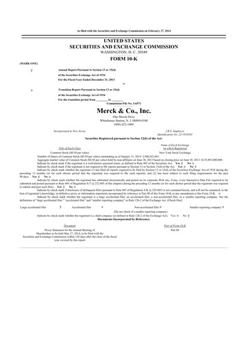 Thumbnail Merck 10-K Annual Report 2013