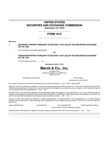 Thumbnail Merck 10-Q Quarterly Report FY2014 