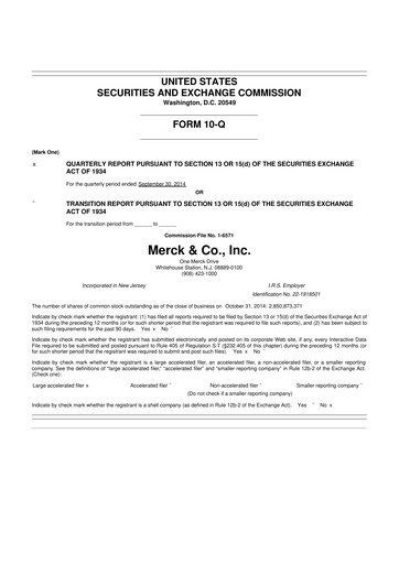 Thumbnail Merck 10-Q Quarterly Report FY2014 