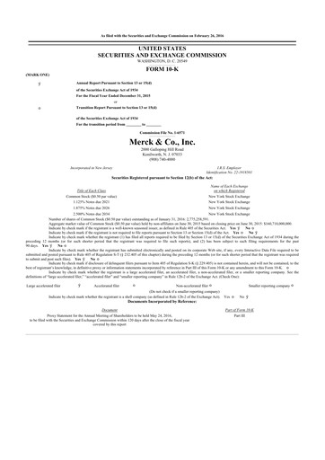 Thumbnail Merck 10-K Annual Report 2015