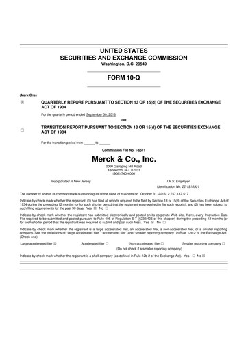 Thumbnail Merck 10-Q Quarterly Report FY2016 