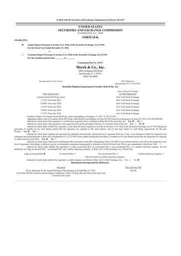 Thumbnail Merck 10-K Annual Report 2016