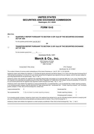 Thumbnail Merck 10-Q Quarterly Report FY2017 