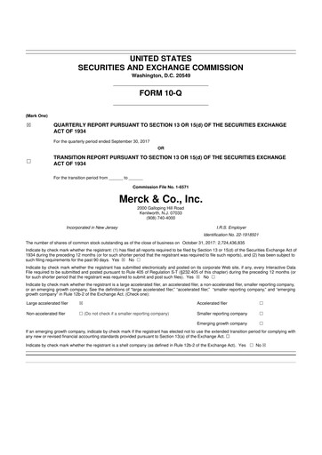 Thumbnail Merck 10-Q Quarterly Report FY2017 