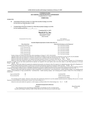 Thumbnail Merck 10-K Annual Report 2018