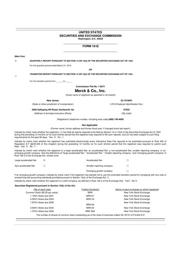Thumbnail Merck 10-Q Quarterly Report FY2019 