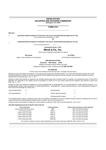 Thumbnail Merck 10-Q Quarterly Report FY2020 