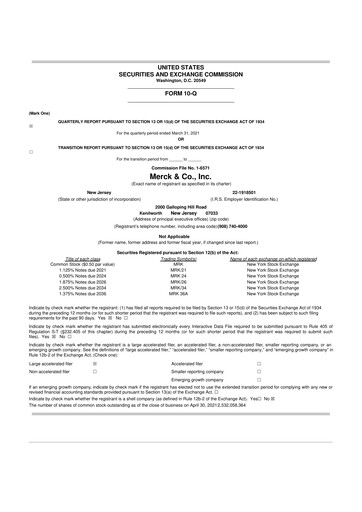 Thumbnail Merck 10-Q Quarterly Report FY2021 